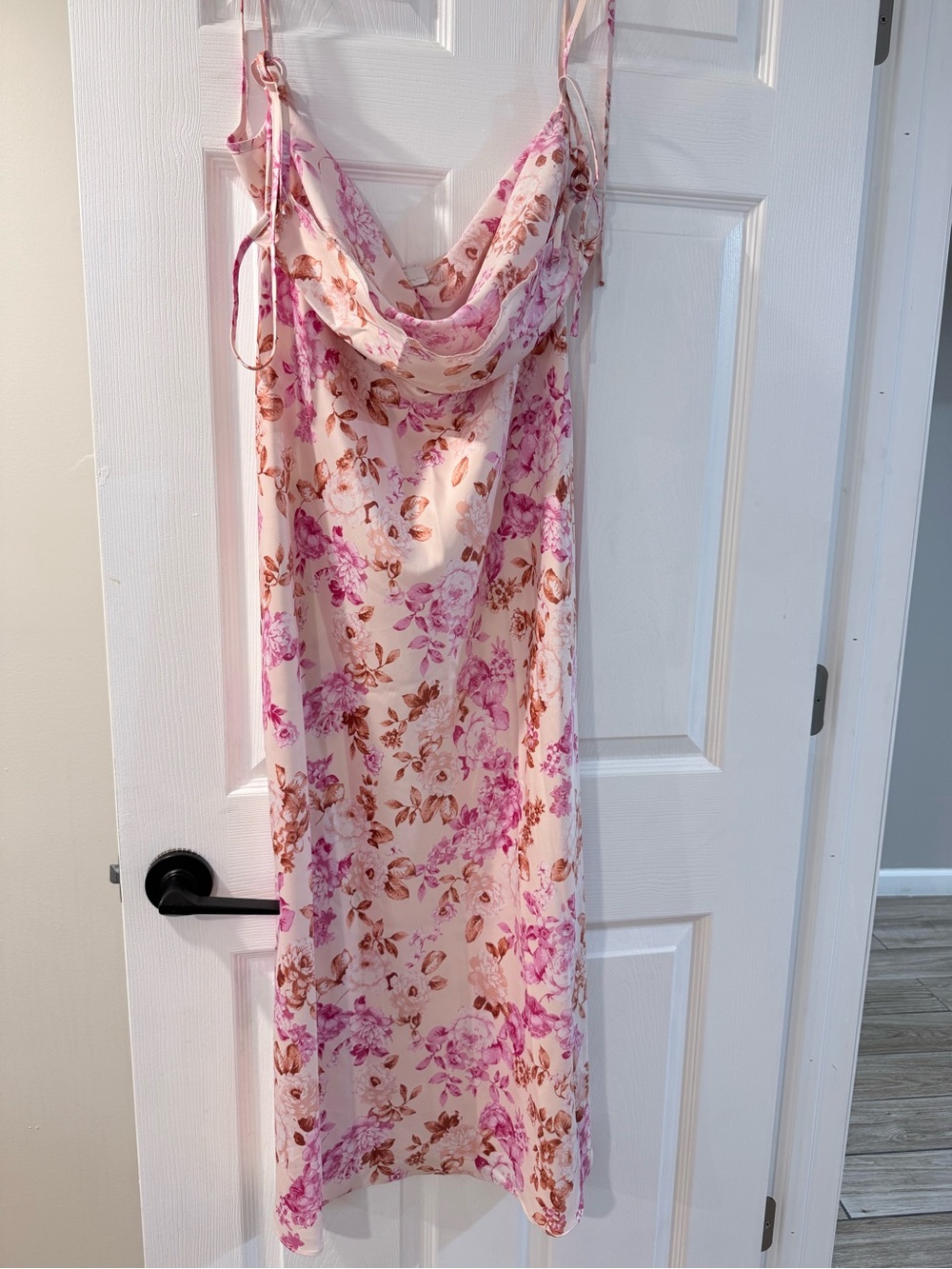 Wayf Pink and Brown Floral Slip Dress